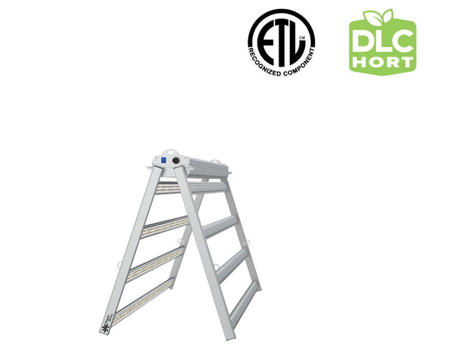 Medic Grow Fold-8 LED grow light shown folded in A-frame position for compact storage or shipping.