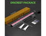 Discreet package of Hell Fire 120W LED grow light showing 39.96-inch bar, driver, stainless steel supports and manual.