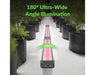 Hell Fire 120W under canopy LED bar lighting a row of potted plants with bright pink diodes and a 180 degree wide beam.