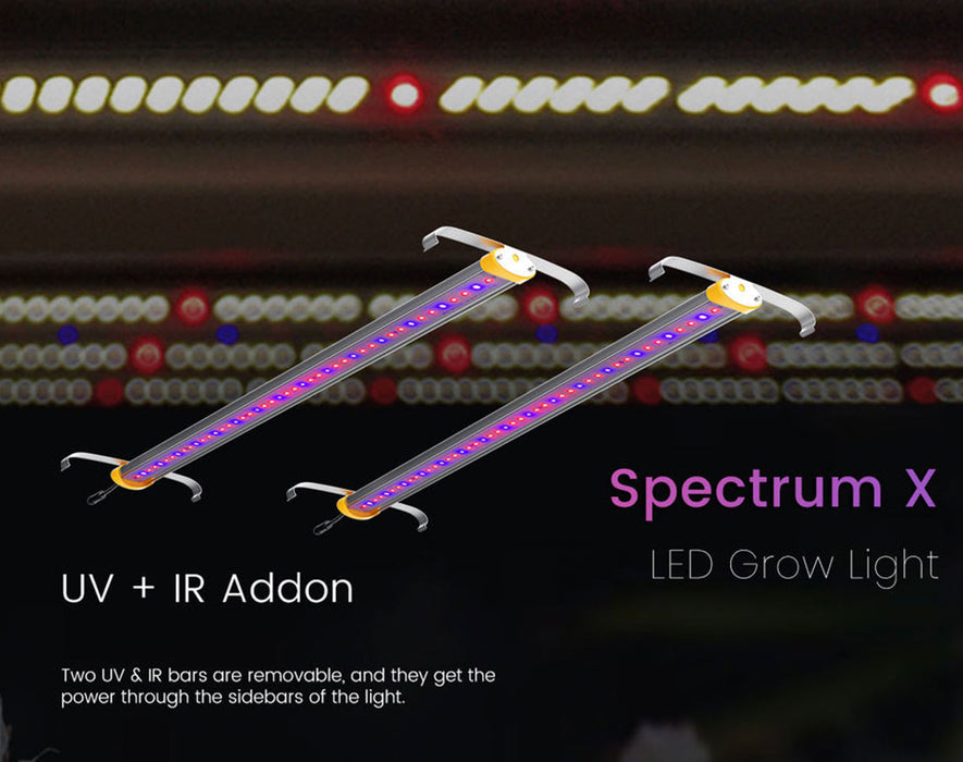 Close-up of two detachable UV and IR light bars powered via the main light unit’s sidebar ports.
