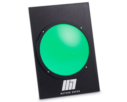 Method Seven Blurple LED Camera Filter on display card for color correction in grow room photography.