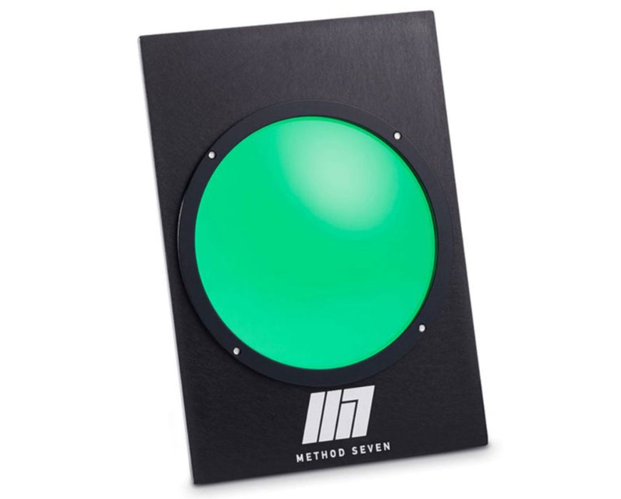 Method Seven Blurple LED Camera Filter on display card for color correction in grow room photography.