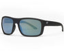 Angled view of Method Seven Citadel FX2 Matte Black sunglasses with blue-mirrored lenses.