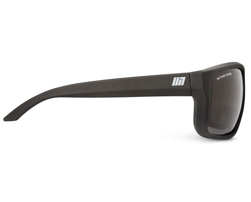 Side view of Citadel Sun Polarized frame in matte black with Method Seven logo.
