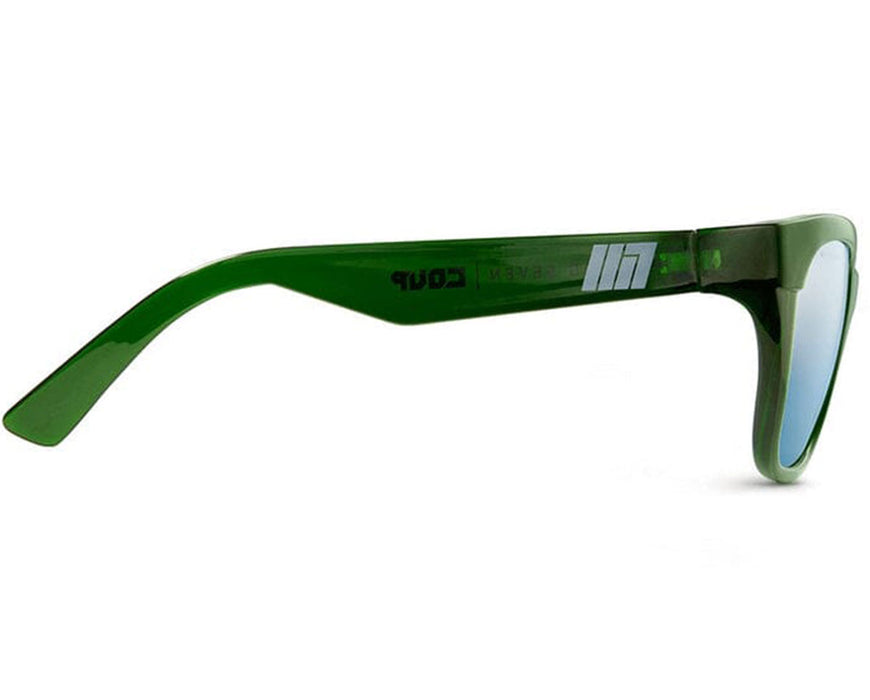 Side view of Method Seven Coup HPS sunglasses displaying temple branding and frame curve.