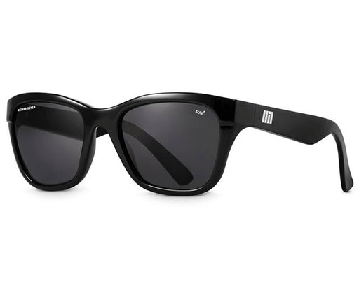 Method Seven Coup Sun Polarized sunglasses with black frame and dark lenses, angled front-side view.