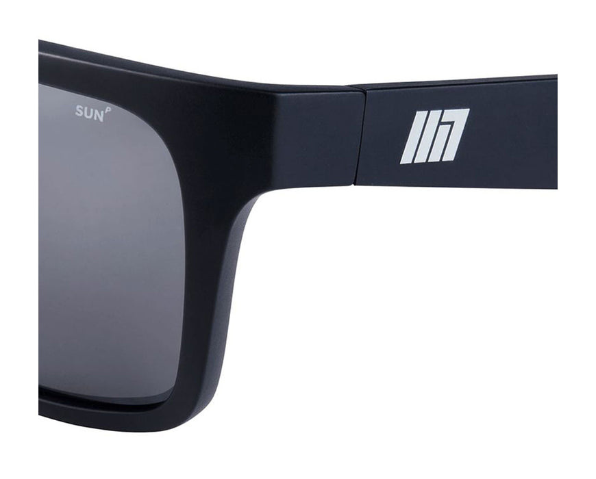 Side view of Method Seven Evolution sunglasses showing frame logo and lens labeled “SUN P.”