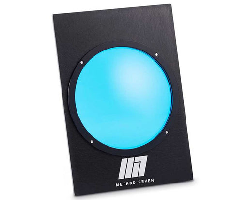 Method Seven HPS camera photo filter with blue lens mounted in a black rectangular frame with company logo.
