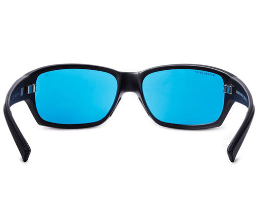 Interior view of Method Seven Resistance HPS Premium glasses showing vibrant blue lens tint and wraparound fit.