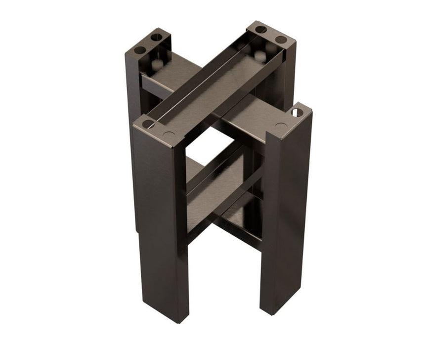 Isometric view of the empty NugSmasher NugWasher Mini base frame with mounting holes.