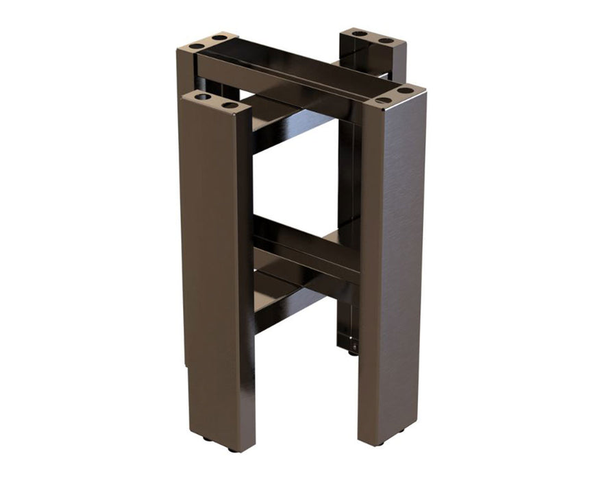 Angled view of the rugged stainless steel stand component for NugWasher Mini.