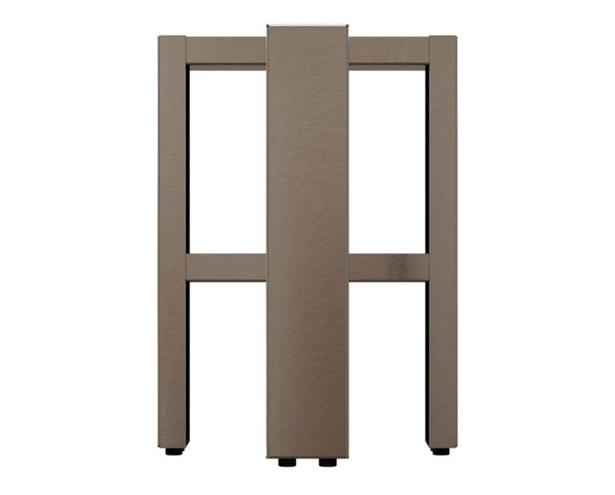 Rear view of the stand base frame showing central support beam and wide stance legs.