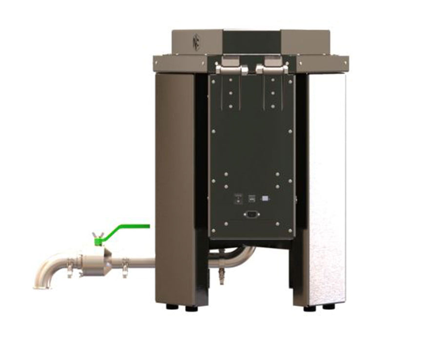 Rear view of the NugWasher Mini with visible drain valve and back panel components.