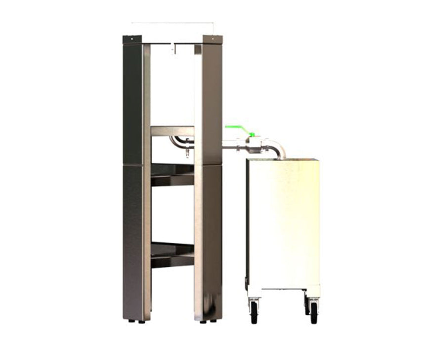 Side profile of NugSmasher NugWasher Mini showing the drain pipe and collection tank.