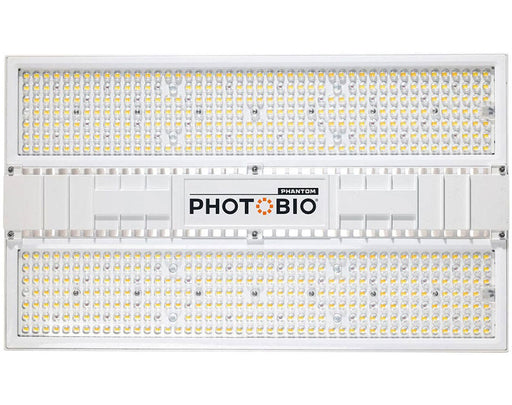 Bottom view of PHOTOBIO CX 2125 850W Grow Light with full LED diode array and central logo panel.