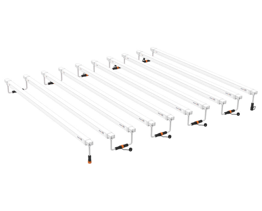 Angled side view of multiple PHOTOBIO VP LED light bars showing bar length and connector ports.