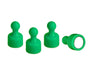Set of four green magnetic rosin press magnets with rounded tops.