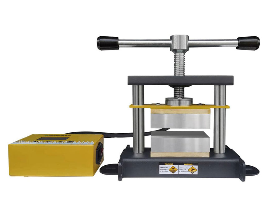 Front view of the Rosineer GRIP Twist Rosin Press in a low-profile tabletop configuration without leg extenders.