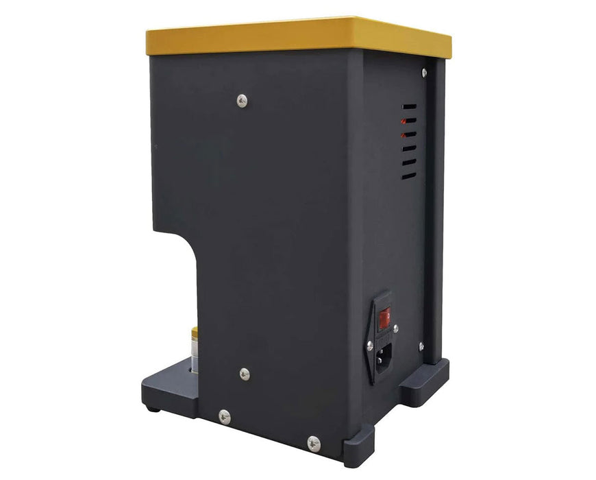 Rear view of the Rosineer PRESSO PRO rosin press highlighting power switch and ventilation slots.