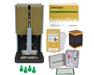 Rosineer GRIP gold rosin press bundle with parchment paper, filter bags, magnet pins, and tool kit accessories.