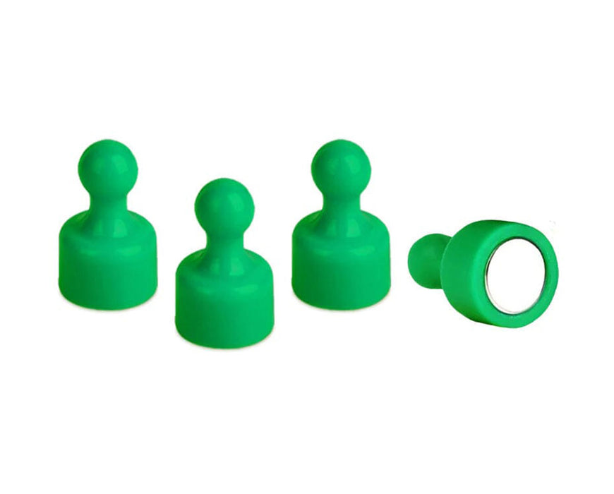 Set of four green magnetic pins used for securing parchment paper during rosin pressing.