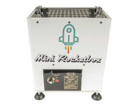 Top-down view of STM Canna Mini RocketBox PLUS showing 72 joint capacity tray and control dial.