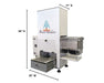 Cone Lander machine with labeled dimensions: 38" H x 35" W x 11" D for pre-roll cone automation.