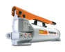 Power Team hydraulic hand pump with orange handle for Sasquash M1 press.