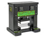 Sasquash M1 hydraulic rosin press with dual temperature controllers and black steel frame.
