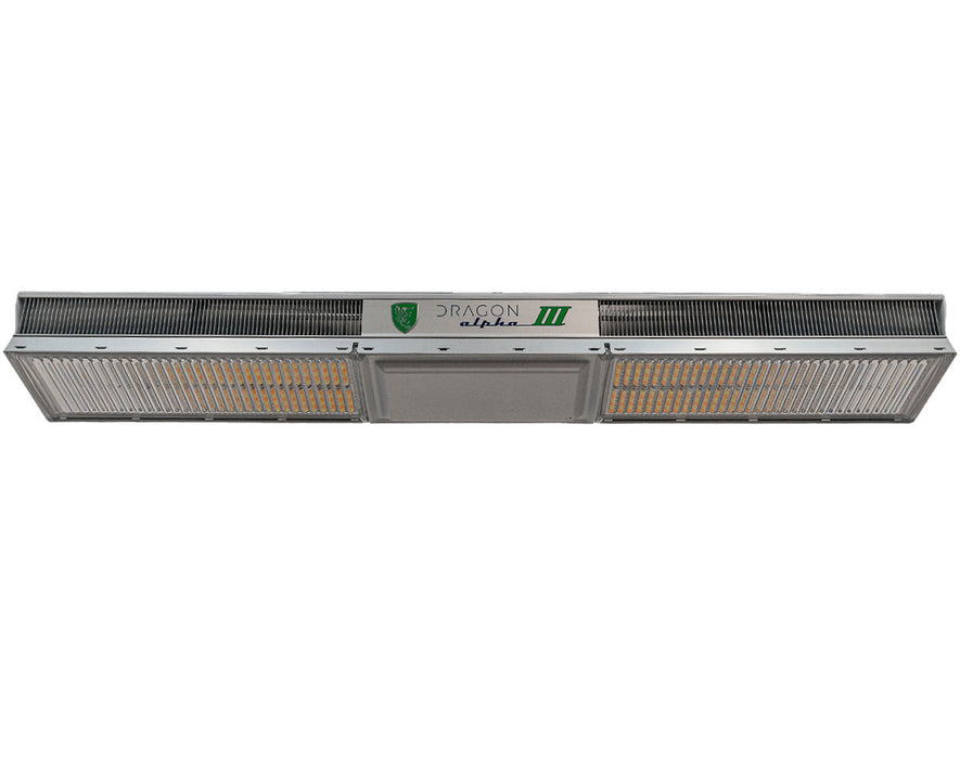 This image shows the front view of the Scynce LED Dragon Alpha III Grow Light with visible LED panel arrays.