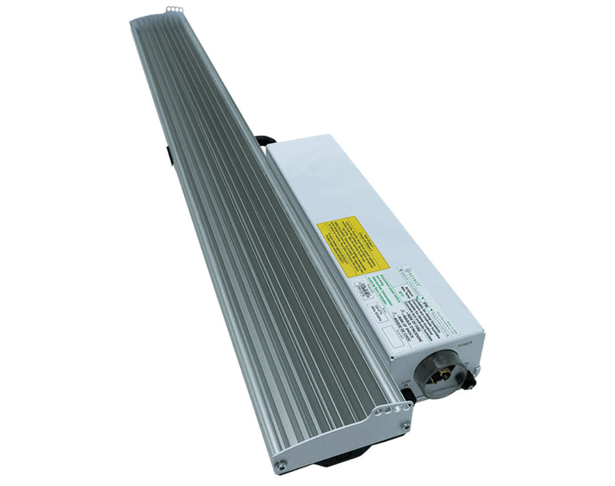 This rear view of the Raging Kale II+ grow light highlights the aluminum heatsink and driver unit, designed for efficient thermal management.