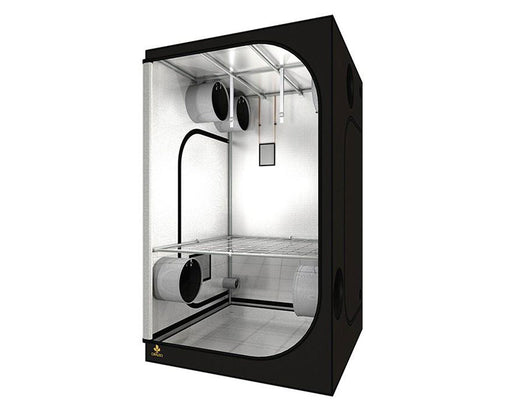 Interior view of Secret Jardin Dark Room 120 grow tent showing reflective mylar lining and metal support bars.