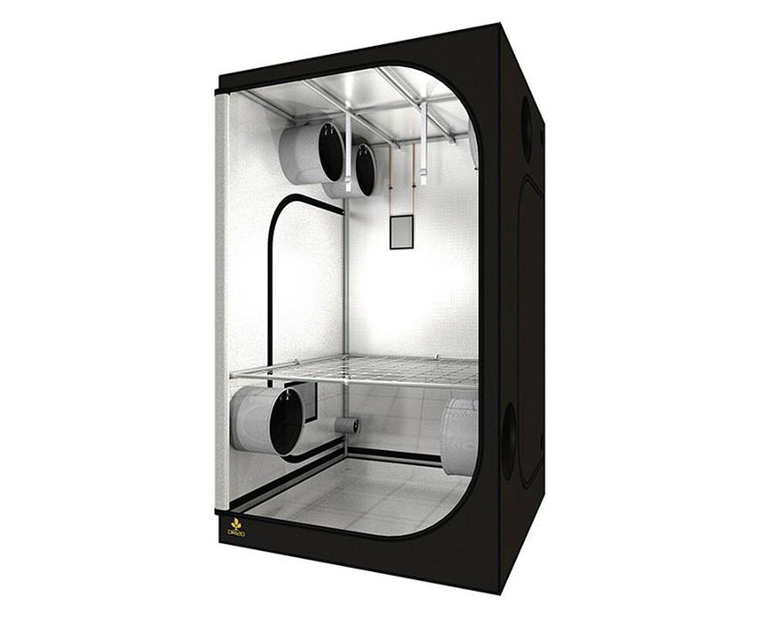 Interior view of Secret Jardin Dark Room 120 grow tent showing reflective mylar lining and metal support bars.