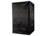 Fully closed Secret Jardin DR120 grow tent in black fabric with front zipper and side vents visible.