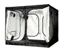 Angled view of the Secret Jardin Dark Room 240 tent with open flaps and internal ducting ports.