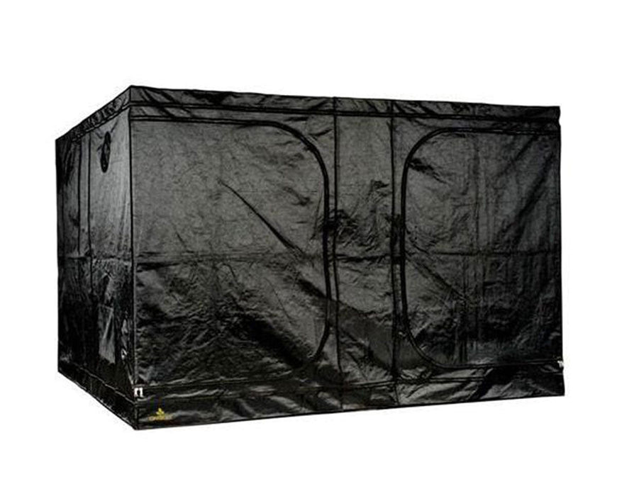 Exterior view of fully zipped Secret Jardin Dark Room 300 grow tent with black lightproof outer shell.