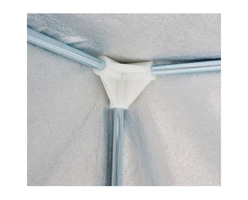 Close-up of interior corner connector and poles inside the Secret Jardin Dark Room 60 grow tent.