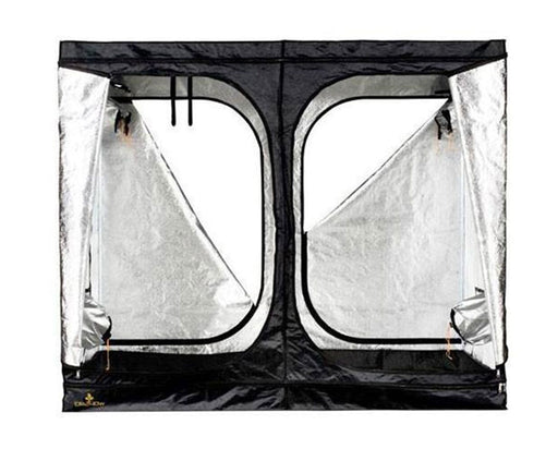 Open view of the Secret Jardin Wide Dark Room 240 grow tent showing dual access doors and reflective interior lining.