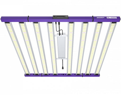 Top view of SecretLED SL-1000 LED grow light displaying full LED panel array and central driver with wired connection