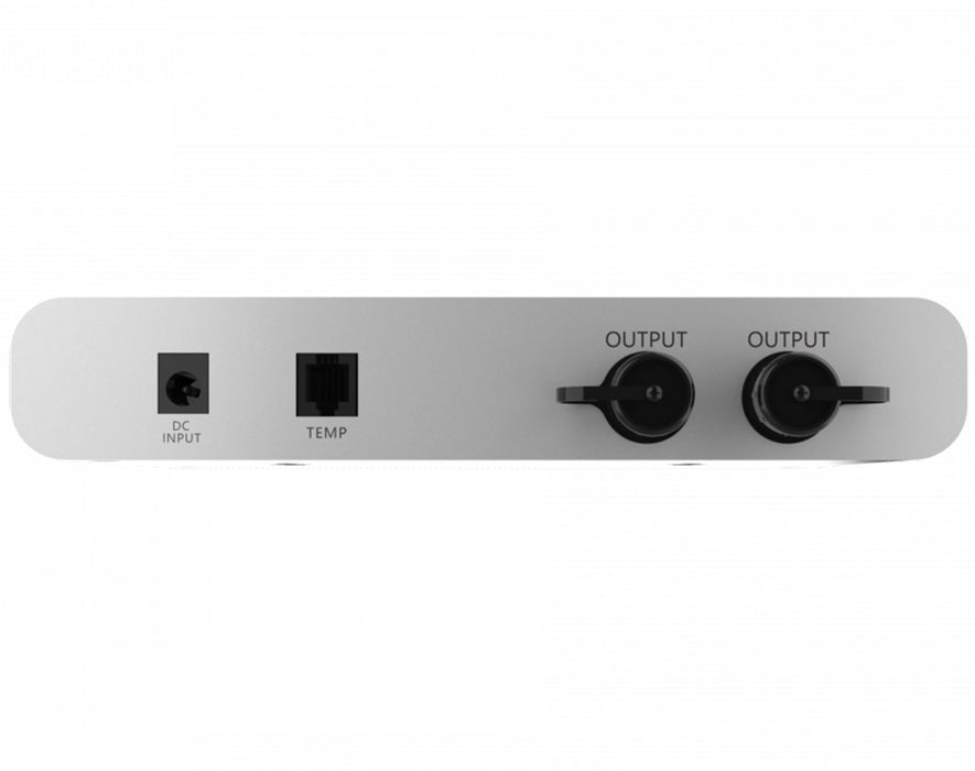 Close-up of input and output ports on the SecretLED Lighting Retro Control for power and temperature sensor connections.