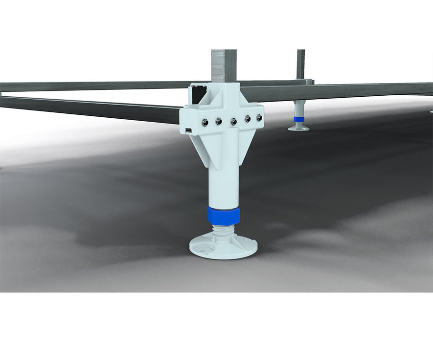 Close-up of Wachsen rolling bench with a tray and trellis support frame, providing a stable structure for plant growth and easy access in grow spaces.