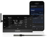 AC Infinity CONTROLLER AI+ unit with attached probe, shown next to smartphone app interface displaying real-time climate data and automation settings.