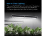 Promotional graphic of the AC Infinity IONFRAME A7 700W full spectrum LED grow light illuminating a 4x5 indoor grow canopy with icons for compact design, heatsink cooling, RJ11 connectivity, and UIS compatibility.