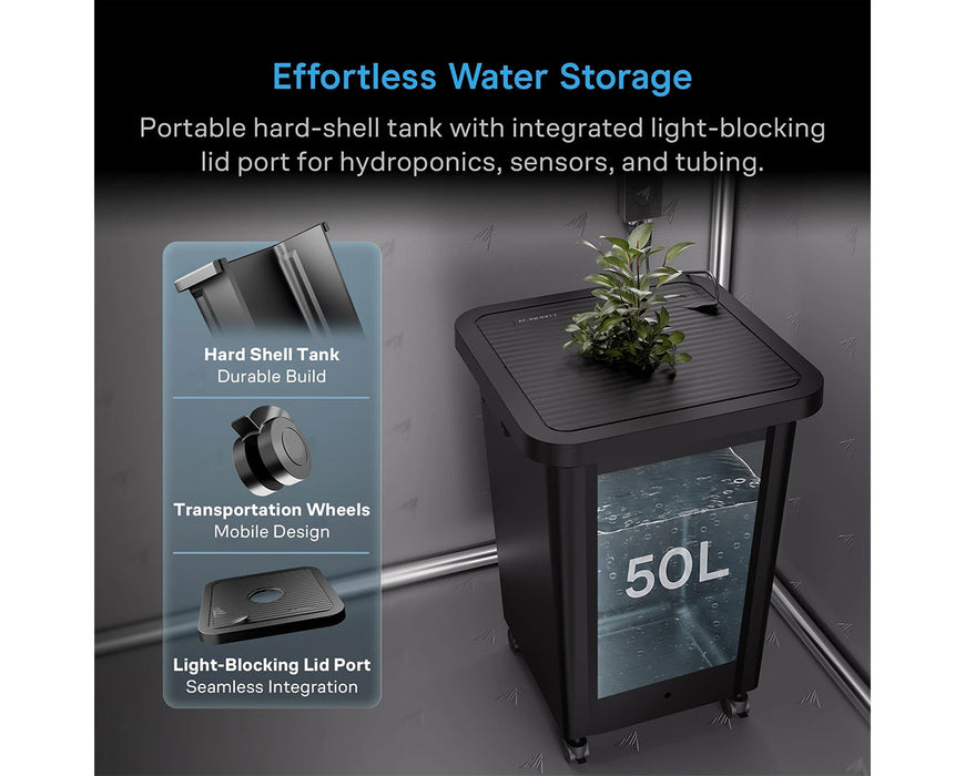 AC Infinity Water Reservoir - Portable 13 Gal. Hard-Shell Hydroponic Tank