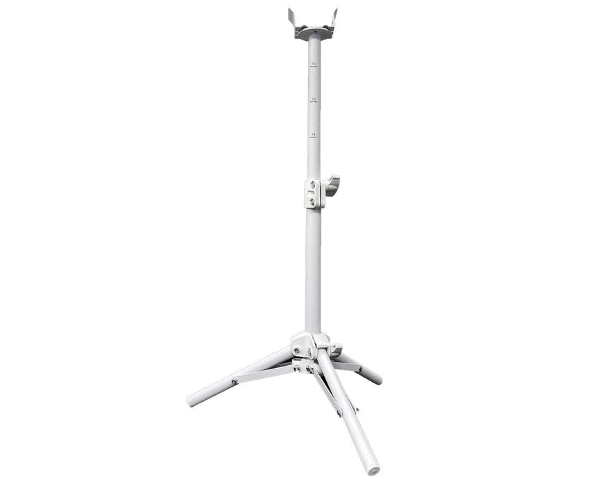 Fully extended Craft Farmer adjustable stand with tripod base and height markings from 10 to 20 inches.