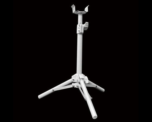 Angled view of Craft Farmer telescoping undercanopy stand with adjustable height on a black background.