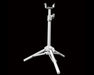 Angled view of Craft Farmer telescoping undercanopy stand with adjustable height on a black background.