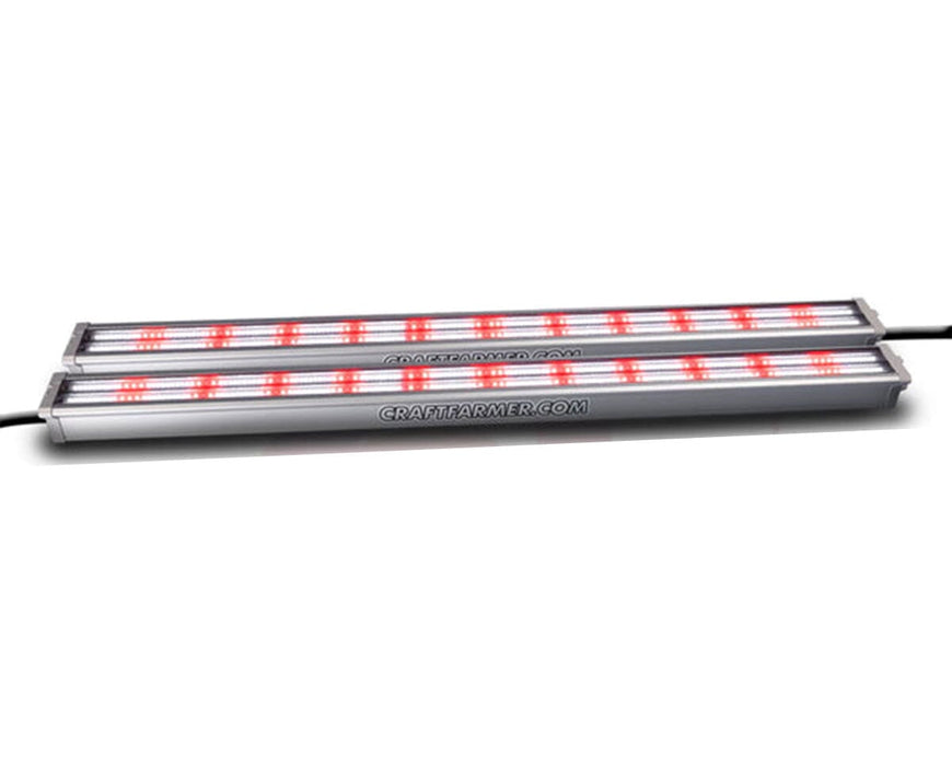 Close-up of Craft Farmer V3 Undercanopy Light showing dual LED strips with red and white Osram and Samsung diodes.