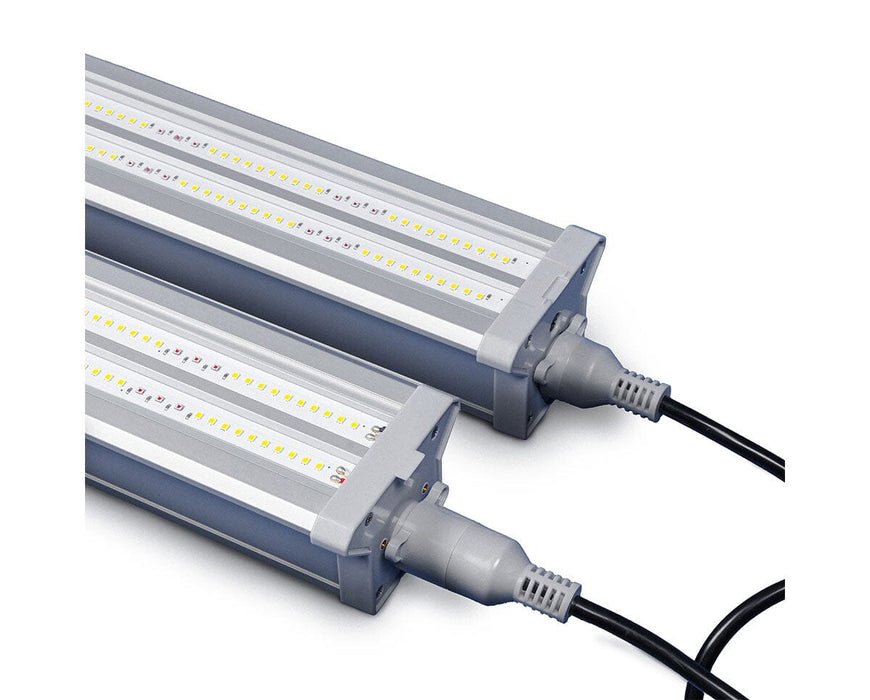 End view of Craft Farmer V3 Undercanopy Lights showing waterproof connectors and durable aluminum build.