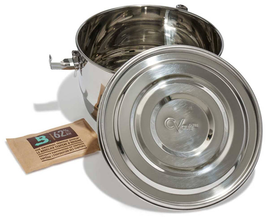 CVault 4 Oz (112g) Stainless Steel Container - Smell Proof, Airtight With 62% Boveda Humidity Pack